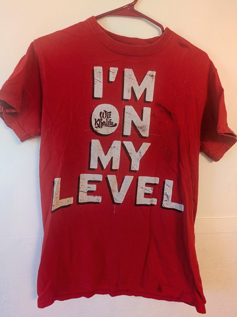 Gildan Red Kids Short Sleeve Tee with White 'I'm On My Level' Graphic